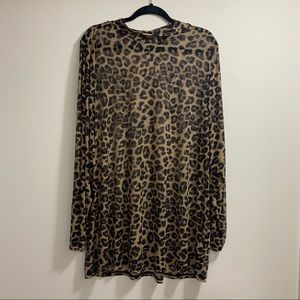 Torrid Sheer Cheetah Mock Neck Shirt Long Sleeve Size 6